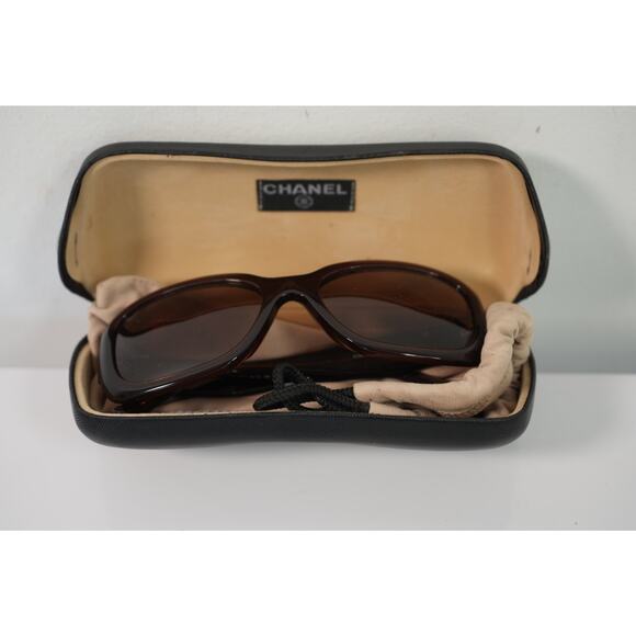 Vintage Chanel Brown Sunglasses with Case FREE COA - Picture 1 of 11